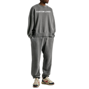 2025 hommes lavage à l'acide poids lourd sweat pantalons de survêtement ensemble décontracté vêtements de sport survêtement hiver éponge tissu imprimé pour - Product Image 1