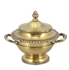 Bol à dattes de style moyen-oriental avec base dorée et couvercle en verre, pots à khajoor pour la cuisine, vaisselle, bols à dattes - Product Image 4