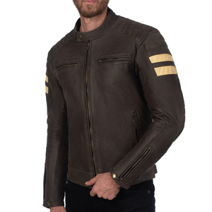 CE-Certified Vintage Retro Brown Genuine Buffalo Leather Racing Motorbike Jacket Windproof Winter <b>Protector</b> for Men's Motorcycle - Product Image 1