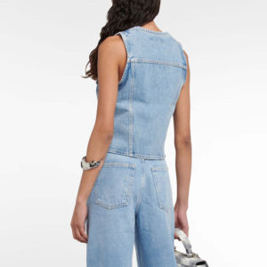 Fashionable Stylish <b>Women</b> Streetwear Summer Cotton Clothing Denim <b>Vests</b> Casual Outdoor Sleeveless Denim <b>Vest</b> - Product Image 4
