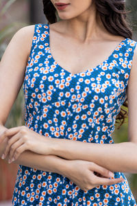 ชุดเดรสลำลองผ้าเรยอน100% หรูหราเป็นมิตรกับสิ่งแวดล้อมพิมพ์ลายดอกไม้ด้วยลวดลายชาติพันธุ์เสื้อระบายอากาศสวมใส่ได้ทุกวัน - Product Image 5