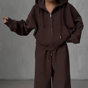 Chaqueta de chándal a prueba de viento de nailon informal de invierno de manga larga para mujer, ropa de calle, pantalones cortos con capucha y cremallera de poliéster, conjunto de chándal - Product Image 3