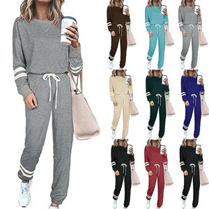 Nuevo Conjunto Deportivo de 2 Piezas para Mujer, a la Moda y Elegante, Sudadera de Manga Larga con Cuello Redondo y Pantalones Deportivos con Franja Lateral, Ropa Deportiva Informal - Product Image 6