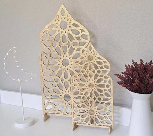 Décoration en bois sculptée, élégante, faite à la main, centre de table islamique, décoration de la maison pour le Ramadan et l'Aïd, ornement élégant en provenance d'Inde - Product Image 1