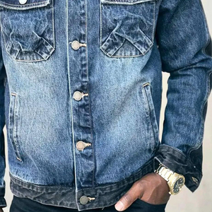 แจ็กเก็ตผ้ายีนส์แนววินเทจของผู้ชายเสื้อแจ็กเก็ตแต่งลายด้วยกระดุม - Product Image 5