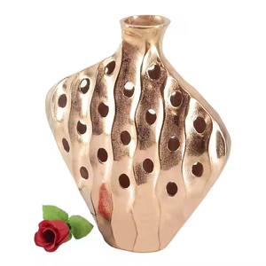 Florero de alta calidad, artículos decorativos para el hogar hechos a mano chapados en cobre, macetas de Metal 2025 con descuento, jarrones de bajo precio - Product Image 5
