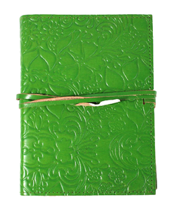 Cuadernos de papel de algodón reciclado hechos a mano genuinos, cubierta en relieve, cuadernos de diario de cuero de Color verde para regalo de viaje y oficina - Product Image 1