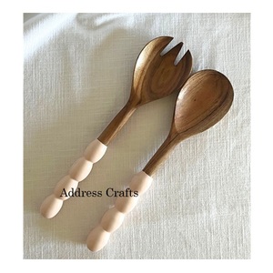 Factory Wholesale Price Wooden <b>Salad</b> Server Set With Resin Handle Acacia <b>Salad</b> <b>Spoon</b> Kitchenware Households Items Serving <b>Spoon</b> - Product Image 2