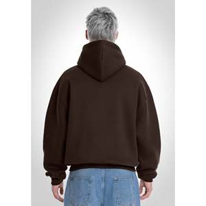 Plus Size <b>Men's</b> Oversized Knitted Solid <b>Hoodie</b>-100% Cotton Anti-Wrinkle <b>Brown</b> - Product Image 4