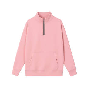 Sudadera Premium de lana con cremallera para mujer, Jersey cálido de invierno con media cremallera y bolsillo de canguro para amantes de la ropa de calle OEM - Product Image 1
