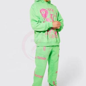 Offre Spéciale survêtement en polaire épaisse respirante pour hommes avec logo personnalisé 100% ensembles d'impression bouffée de matériau en coton pour l'hiver - Product Image 1