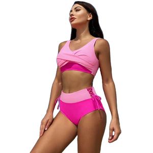 Conjunto de Dos Piezas con Corte Alto y Textura Estética, Transpirable, para Verano, Bikini de Playa para Mujer - Product Image 5
