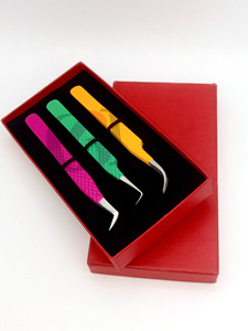 Pince à épiler en acier inoxydable courbé avec revêtement en poudre de couleur différente à 90 degrés Outils de beauté avec logo personnalisé - Product Image 5