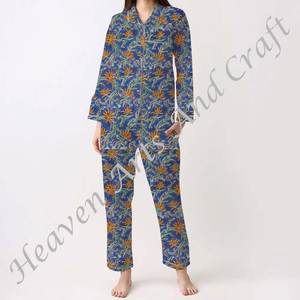 Ensemble pyjama d'été en coton pour demoiselle d'honneur indien décontracté Sexy Printemps/Été Floral/Caractère/Lettre/Motif/Vacances/Motif de cocotier - Product Image 2