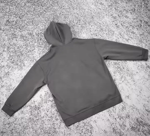 Custom Heavyweight <b>Fleece</b> Hoodie <b>Mens</b> Plain Dark <b>Grey</b> Oversized Pullover Hooded Sweatshirt Blank No String Pocket Hoodie - Product Image 6