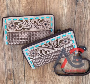Cartera tallada a mano, funda de teléfono de embrague, elegante Cartera de pulsera de cuero genuino, multiusos, nuevo diseño, carteras occidentales - Product Image 1
