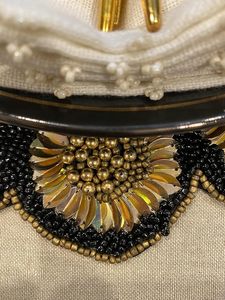 Napperon perlé étoile éclatée de haute qualité en anthracite or Design fêtes de mariage Restaurant Table décor fait perles d'or de charbon de bois - Product Image 2