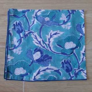 Servilletas de Tela de Algodón con Estampado en Bloque al por Mayor, Borde Bordado Festoneado, Pañuelo, Accesorios de Lino para Mesa de Comedor de Boda - Product Image 1