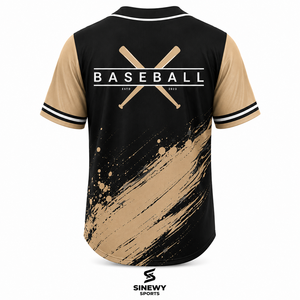 Maillot de baseball pour homme SINEWY SPORTS, noir et or, imprimé par sublimation, évacuation de l'humidité, manches courtes, coupe classique, toutes saisons - Product Image 3