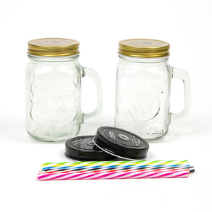 Cadeau d'affaires Tasse en verre et tasse en verre pour la maison Bocaux en verre de 500ml, avec poignées et logos personnalisables, pour les réunions et les gifis - Product Image 3