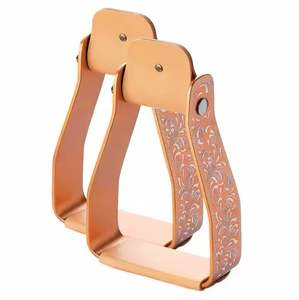 Material sólido Suministros para montar a caballo Offset Flexible Arco Iris Brillo Estribos DE SEGURIDAD Antideslizante Tobillo Protección Ecuestre - Product Image 5