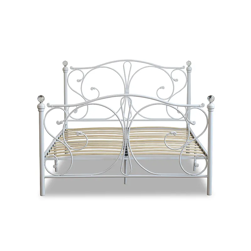 Cama de Metal para cama, marco metálico de Color blanco, estándar, doble tamaño, marco de cama de plataforma, bajo precio