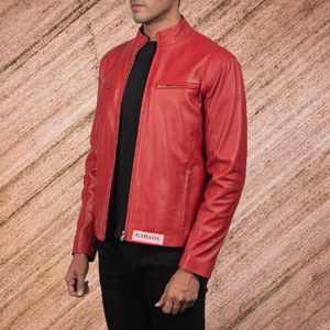 Wholesale Supply High Red Fitting Biker Style Men <b>Genuine</b> <b>Leather</b> <b>Jacket</b> Manufacturer - Product Image 3