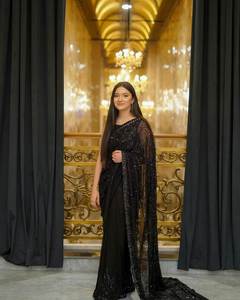 Alta calidad Bollywood Beautiful Fancy Georgette con bordado Impresión digital Rich Look Saree con blusa - Product Image 4