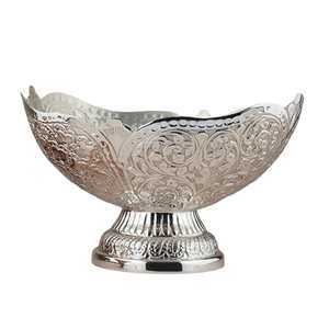 Cuenco de Pedestal de latón de alta calidad con grabado acabado de níquel para mesa de cocina, cuenco para servir, cuenco para vajilla - Product Image 1