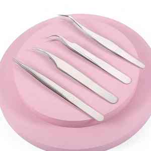 Pince à cils haute qualité 4 pièces beauté Logo personnalisé pour extension de cils greffés conception personnalisée disponible sur demande - Product Image 2