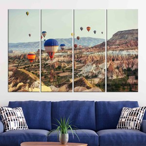 Cappadocia Air Balloon Canvas Print: Vibrant Landscape Wall Art,SET OF 4 CANVAS - Product Image 1