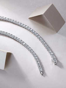 Hip Hop Jewelry Iec Out VVS Moissanite Diamonds 925 <b>Sterling</b> <b>Silver</b> Baguette Round diamond <b>Tennis</b> Chain <b>Necklace</b> for women - Product Image 2