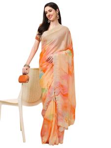 Dernier designer indien Broderie à paillettes Chinon Saree Blouse Wedding Party Wear pour femmes Qualité d'exportation assurée - Product Image 3