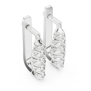 14K White Gold Everyday Wear Drop <b>Earrings</b> with Round Lab-Grown Diamonds Minimalist Luxury Certified Office Elegant <b>Fine</b> - Product Image 5