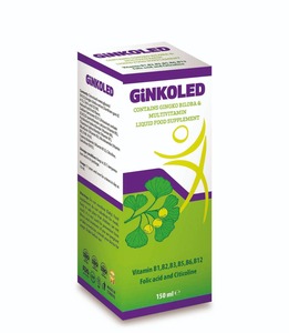 מוצר-GINKOLED 150 ML סירופ נוזלי טורקיה ויטמינים תוסף מזון LP ויטמינים אנשים תחת 11 בת 10ml ביום 5000