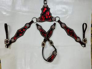 Ensemble de sellerie en cuir occidental pour chevaux, pour le barrel racing, le roping et l'équitation en randonnée, disponible au prix d'usine - Product Image 2