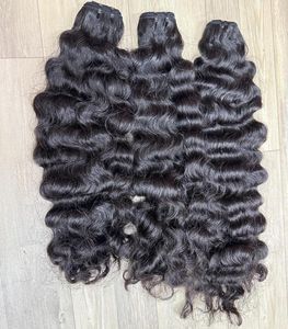 Paquetes de cabello de templo indio virgen Cabello humano crudo del sur de la India Trama de máquina Extensiones de doble dibujado al por mayor - Product Image 5