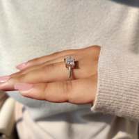 Cincin Pertunangan Toi Et Moi dengan Berlian Buatan Laboratorium Potongan Princess dan Pear, Kejernihan VS1, Warna E-Elegant, Cincin Berlian Wanita