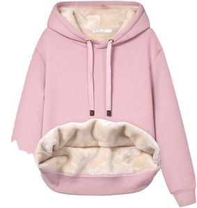 Sweat-shirt à capuche pour femme, imprimé, design personnalisé, hiver, doublure en sherpa, polaire, 100% coton, tricoté, surdimensionné, OEM, vente en gros - Product Image 1