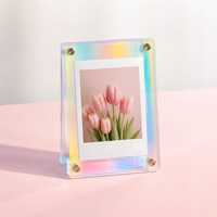 Cadre photo magnétique double face irisé en acrylique transparent, présentoir d'images en lucite 4x6 pouces, décoration de table/bureau