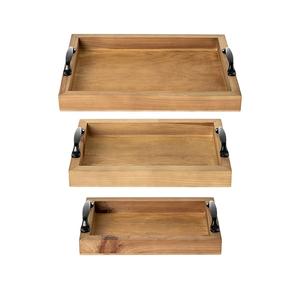 100% Plateau de service en bois de la meilleure qualité avec bois et poignées pour la décoration et les restaurants servant - Product Image 4