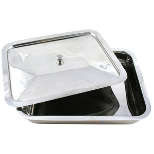Plateau pour instruments chirurgicaux avec couvercle, 10 x 8 x 2 pouces, en acier inoxydable, plateau de stérilisation et de rangement pour instruments médicaux - Product Image 1
