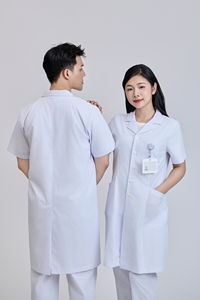 Blouse de laboratoire vietnamienne 65% polyester + 35% coton FMF unisexe pleine longueur pour uniforme médical/blouse de médecin/uniforme d'infirmière en stock - Product Image 6