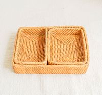 PRODUITS UNIQUES Panier de rangement multifonctionnel en bambou écologique personnalisable pour fruits, pain, légumes, cuisine