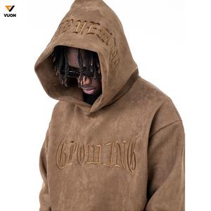 Venta al por mayor de calidad Puff de impresión de peso pesado de algodón con capucha de los hombres de gran tamaño de impresión personalizada de lujo pulóver de algodón sudaderas con capucha personalizadas - Product Image 6