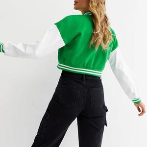 Femmes XL personnalisable chic matelassé court Varsity Bomber veste col montant culture conception solide coton polaire respirant - Product Image 2
