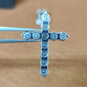 Collier tendance en or blanc massif 10 carats avec pendentif en moissanite diamant, collier tennis personnalisé, croix de Jésus, bijoux religieux chrétiens, bijoux fins - Product Image 4