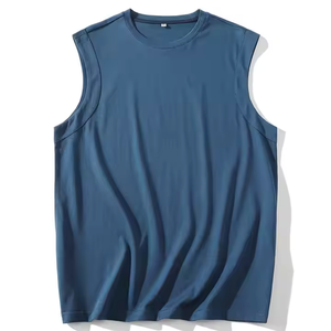 T-shirts d'été sans manches pour hommes, personnalisables avec logo, en coton tricoté respirant, écologiques, coupe ample, décontractés, sportifs, à capuche, commande en gros - Product Image 3