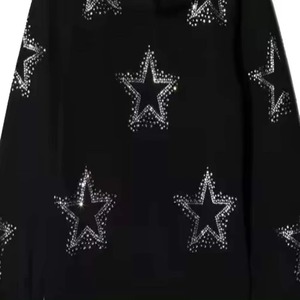 เสื้อฮู้ดผู้ชายประดับเพชรเต็มตัว ดีไซน์หรูหรา พร้อมโลโก้สั่งทำพิเศษ ผ้าหนา 500gsm ประกายวิบวับ - Product Image 4