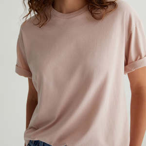 T-shirt à col rond ample pour femme en coton 100% vintage rose personnalisé, épaules tombantes, S&Z Twist OEM ODM - Product Image 1